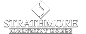 The image is a logo for Strathmore Apartment Homes.
