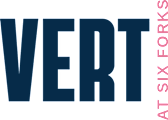 A graphic with the words "VERT" and "AT SIX FORKS" in blue and green respectively.