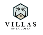 A logo with a palm tree and a house with the text "Villas of La Costa".