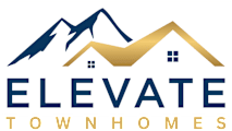 A logo for Elevate Townhomes features a stylized mountain and house.