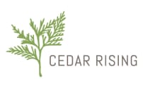 a branch of a cedar tree with the words cedar rising