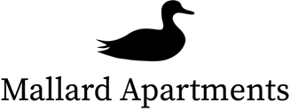 A logo with a duck and the text "Mallard Apartments".