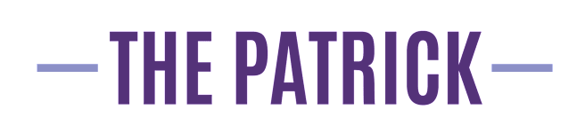 The image shows the phrase "THE PATRICK" in large purple letters.