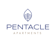 a logo for pentacle apartments on a green background