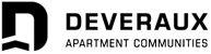 A black and white image of a logo for Deveraux Apartment Communities.