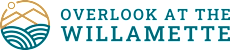 overlook at the logo with blue background and gold overlapped graphic