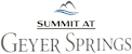 A logo with the text "Summit at Geyer Springs" in front of a mountain and water design.