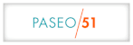 A white background with the text "PASEO/51" in blue and orange.