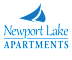 A logo for Newport Lake Apartments featuring a sailboat.