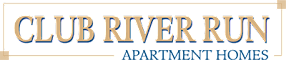 A sign that says Club River Run Apartment Homes.