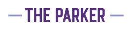 The text "THE PARKER" is displayed in purple on a green background.