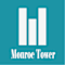 A graphic of three white bars with the text "Monroe Tower" below it.