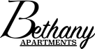 The image is a logo for Bethany Apartments.
