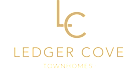 Ledger Cove townhomes logo on a green background.