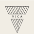 A black and white image of a logo with the word VICA.