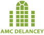 A green square with a purple rectangle in the middle.