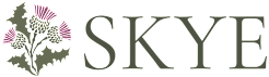 The image features the word "SKYE" in large letters with a floral design to the left.