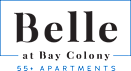 A sign for Belle at Bay Colony 55 apartments.