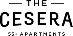 The Cesera sign has black text on a green background.