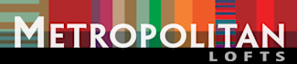 A graphic with the words "Metropolitan Artist Lofts" in white text on a multicolored background.