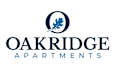 The image is a logo of a company named Oakridge Apartments.
