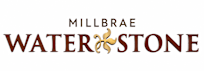 The image is a logo for Millbrae Water & Stone.