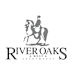 A logo for River Oaks West Apartments featuring a rider on a horse.