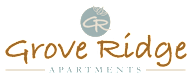 Grove Ridge Apartments logo with a leaf in the center.