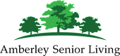 a logo for amble senior living with trees on a hill