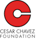 The logo of the Cesar Chavez Foundation is red and white.