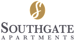the logo for southgate apartments on a green background