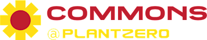a graphic of the word commons on a yellow and red flag