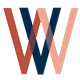 Four stylized letter V's in red, blue, black, and pink at Wilshire Valencia Apartment, California
