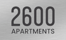 A sign indicating 2600 apartments.