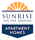A logo for Sunrise on the Monon Apartment Homes.
