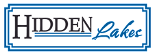 A logo with the words "Hidden Lakes" written in a stylized font.