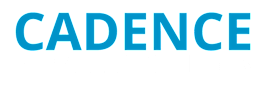 The image shows the text "Cadence Apartments" in blue and white.