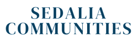 The image features the words "Sedalia Communities" in blue text.