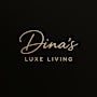A logo with the text "Dina's LUXE LIVING" in elegant gold script on a black background.