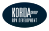 a logo of the kora group with white text on a green background