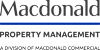 The image is a logo of Macdonald Property Management, a division of Macdonald Commercial.