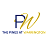 A logo with the letters "PW" in blue and gold, with the text "The Pines at Warrington" below it.