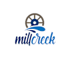 a logo with a mill wheel