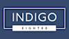 A blue background with the word Indigo and the numbers eight eight.