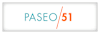 A white background with the text "PASEO/51" in blue and orange.