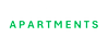 The image displays the words "CORCORAN APARTMENTS" in large, green letters.