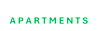 The image displays the words "LYONS APARTMENTS" in green text on a dark background.