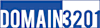 The image shows a blue and white logo with the text "DOMAIN3201".