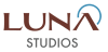 a green background with the word luna studios written in red and blue