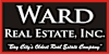 A black and red sign that says "Ward Real Estate, Inc.".
